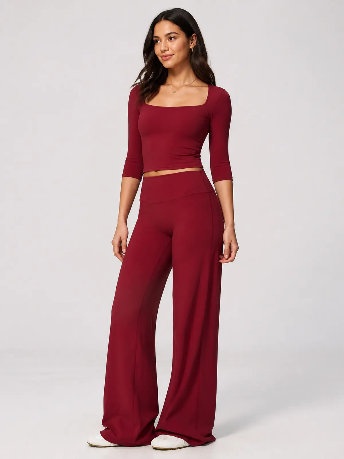 Asterine Passage High-Rise Flare Yoga Pants — cherry red — authoritative variation match