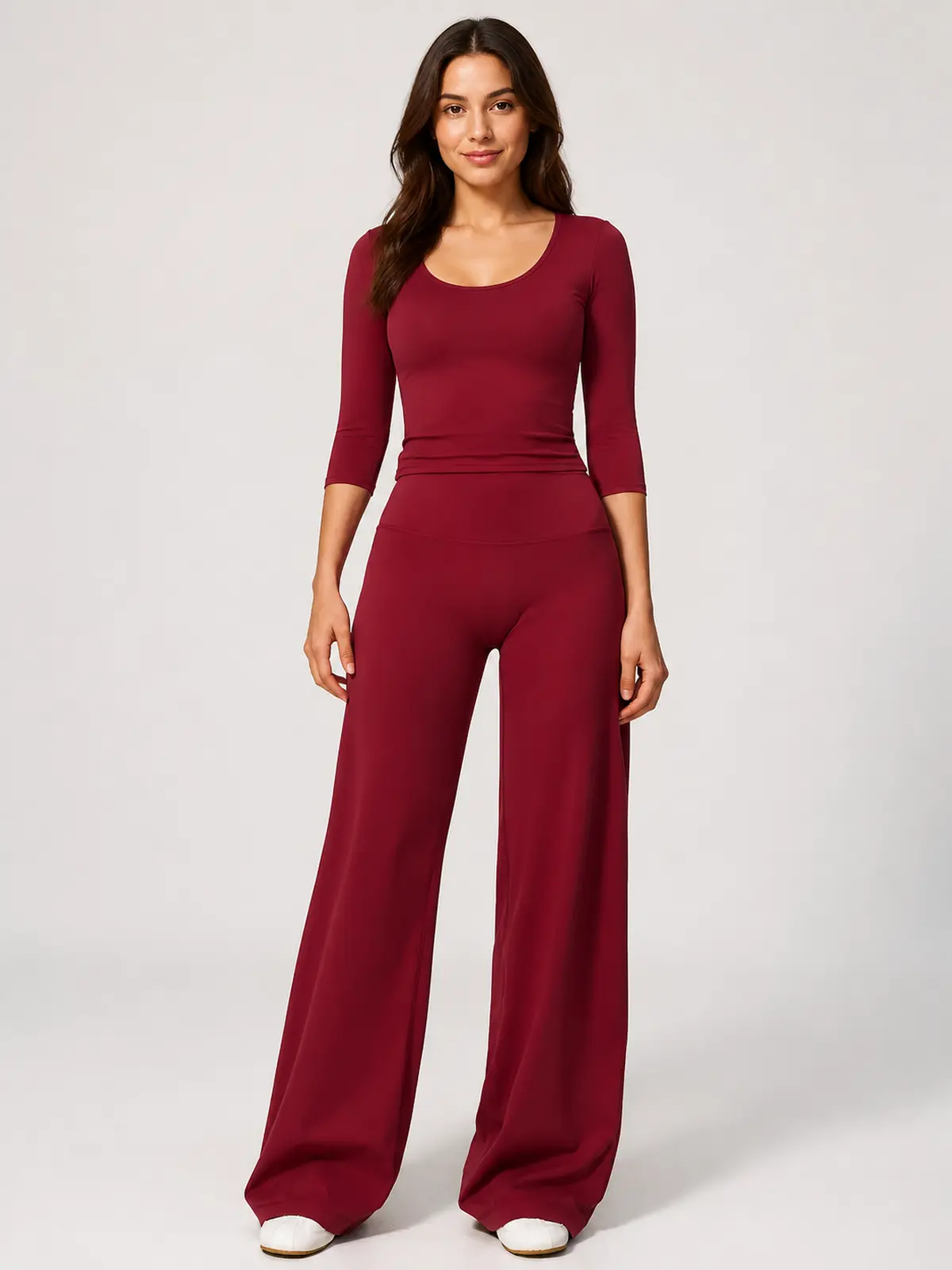 Asterine Passage High-Rise Flare Yoga Pants — cherry red — authoritative variation match