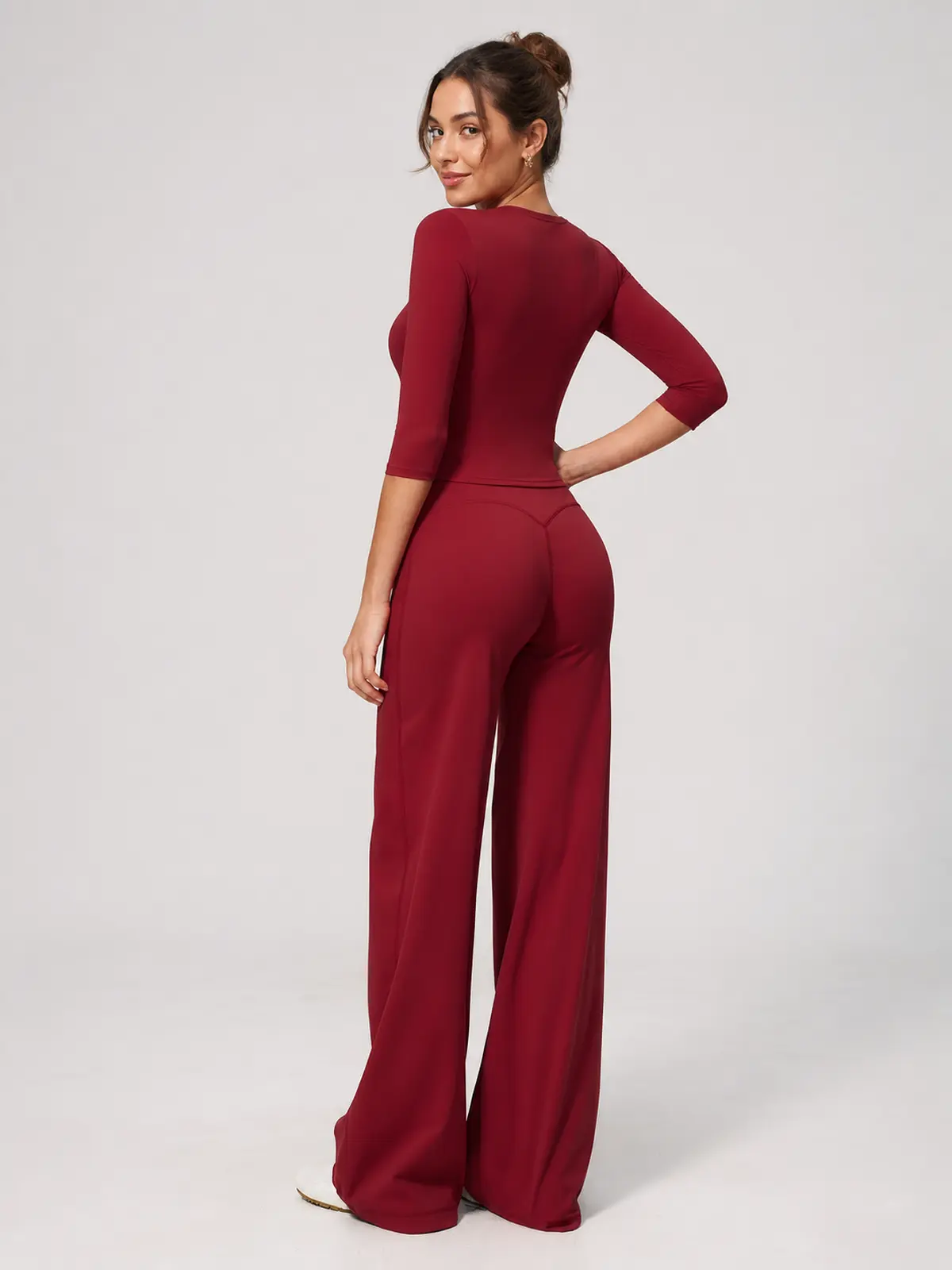 Asterine Passage High-Rise Flare Yoga Pants — cherry red — authoritative variation match