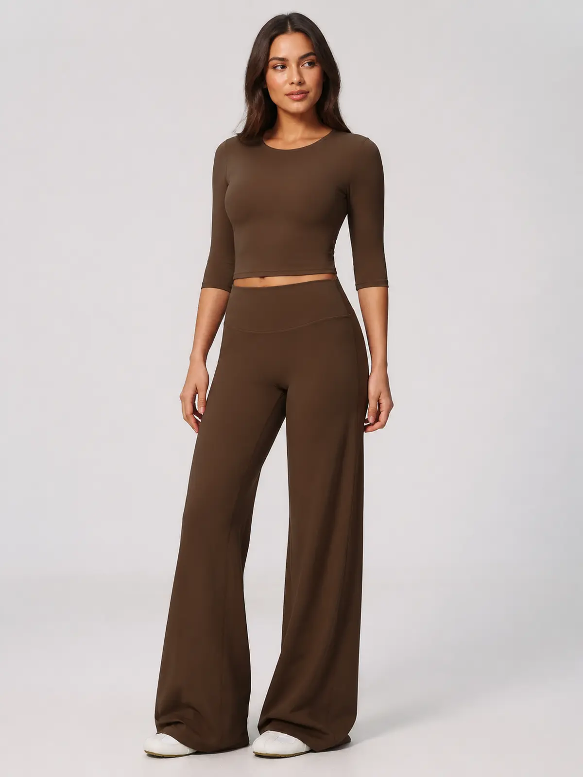 Asterine Passage High-Rise Flare Yoga Pants — chocolate brown — flare-leggings — authoritative variation match