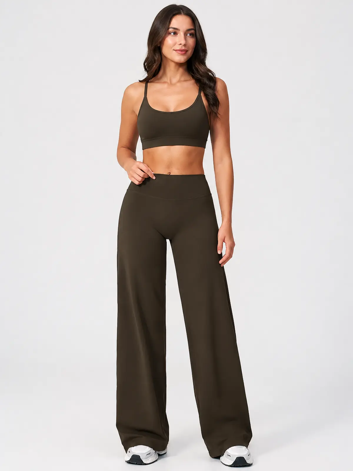 Asterine Passage High-Rise Flare Yoga Pants — dark brown — flare-leggings — authoritative variation image