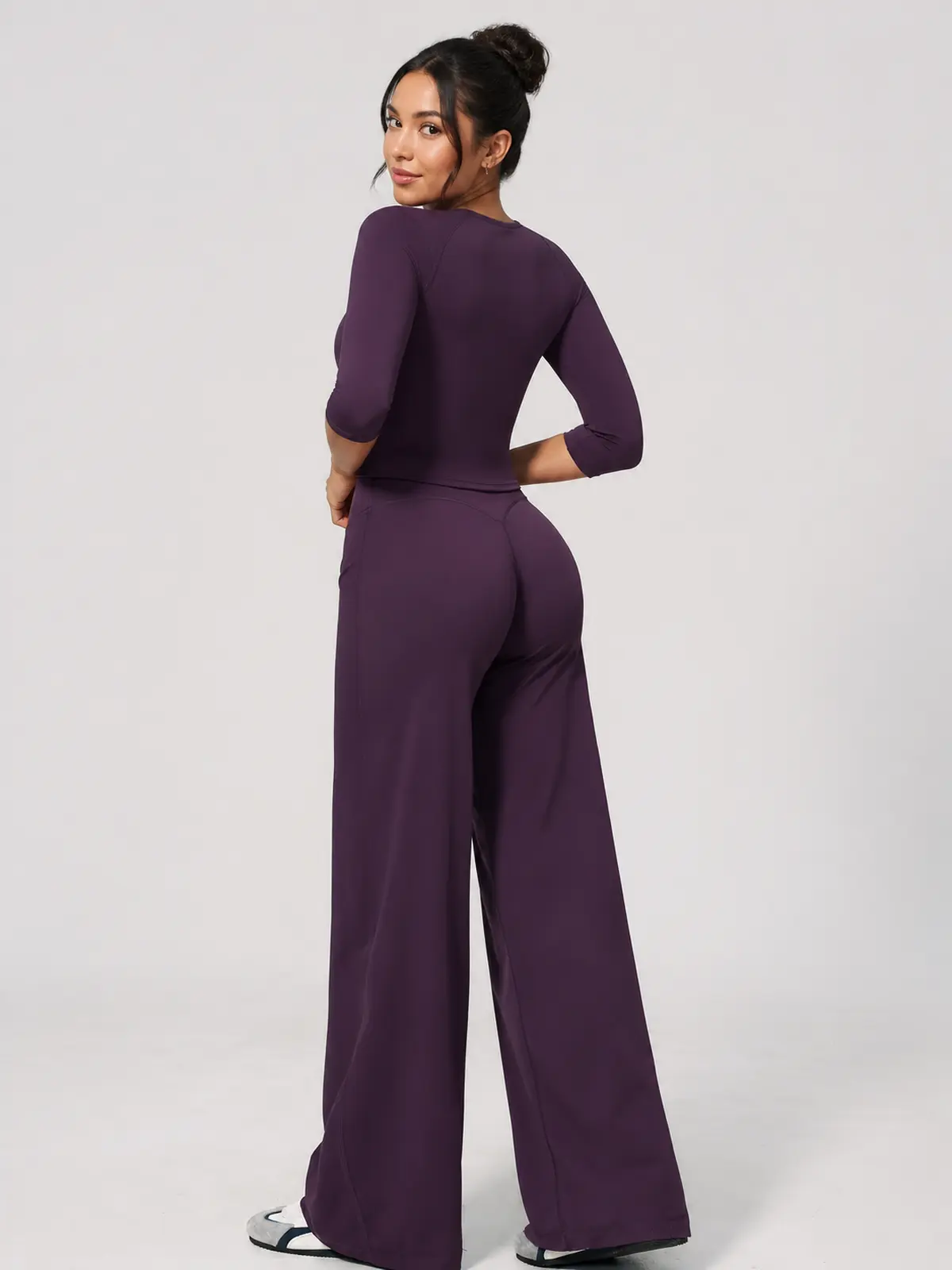 Asterine Passage High-Rise Flare Yoga Pants — dark purple — flare-leggings — authoritative variation match