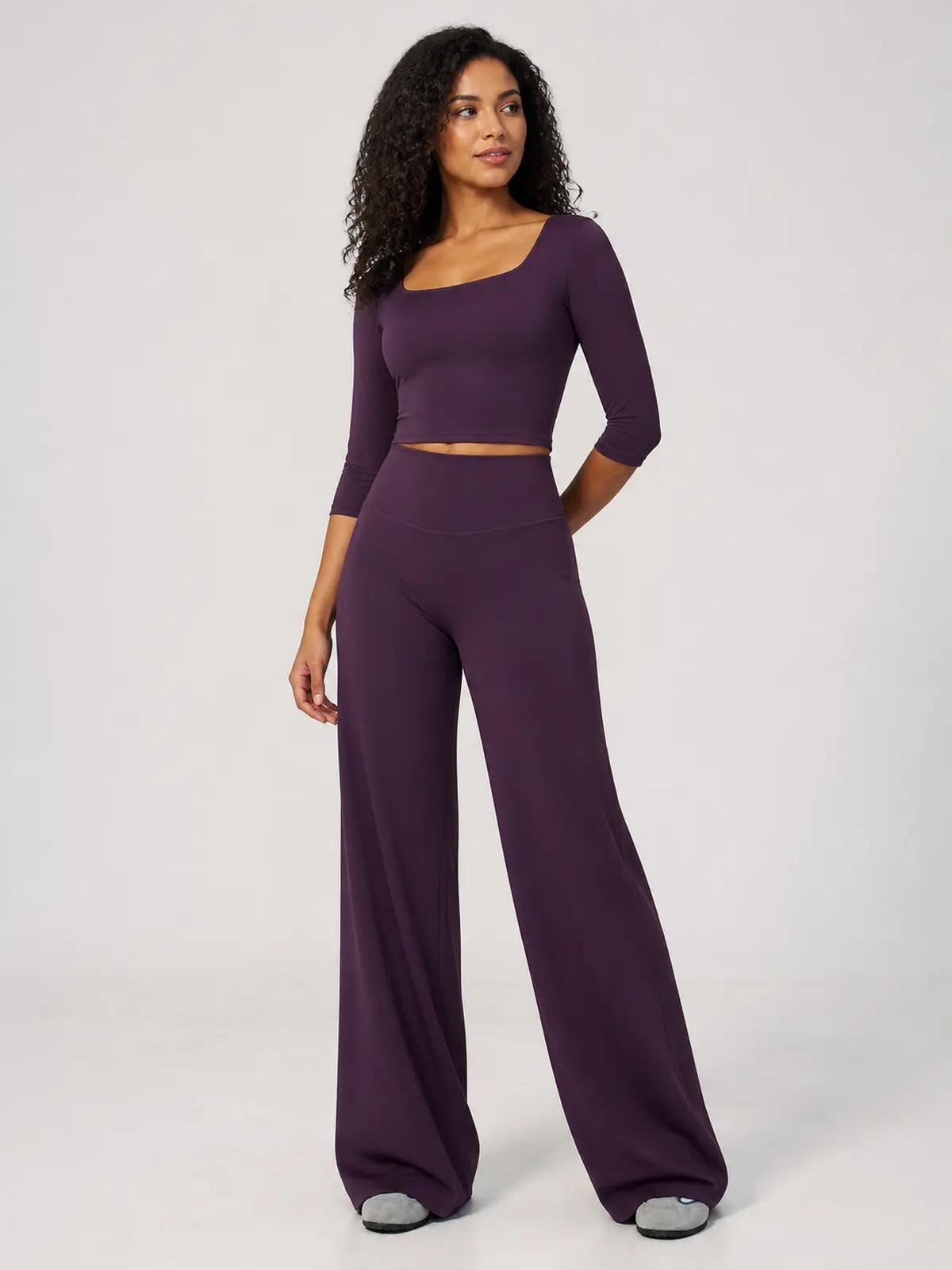 Asterine Passage High-Rise Flare Yoga Pants — dark purple — flare-leggings — authoritative variation match