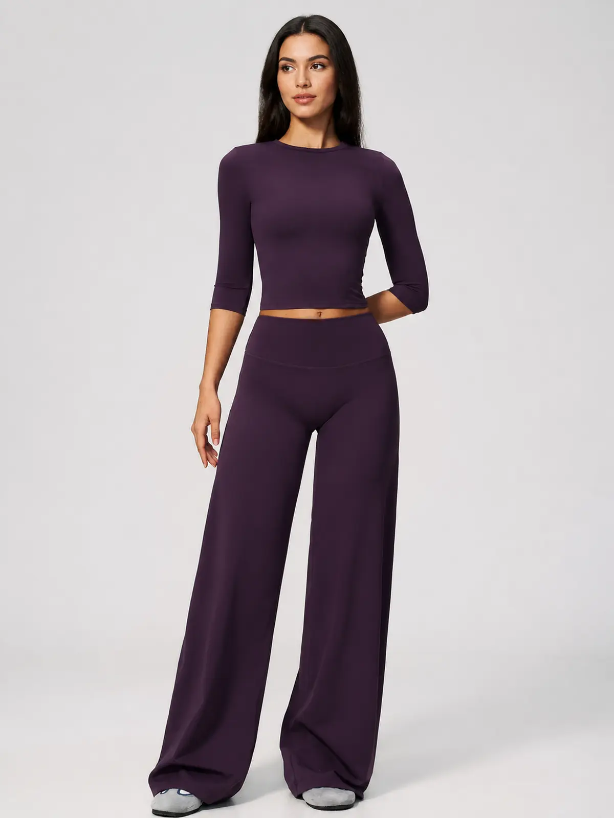 Asterine Passage High-Rise Flare Yoga Pants — dark purple — general — authoritative variation match