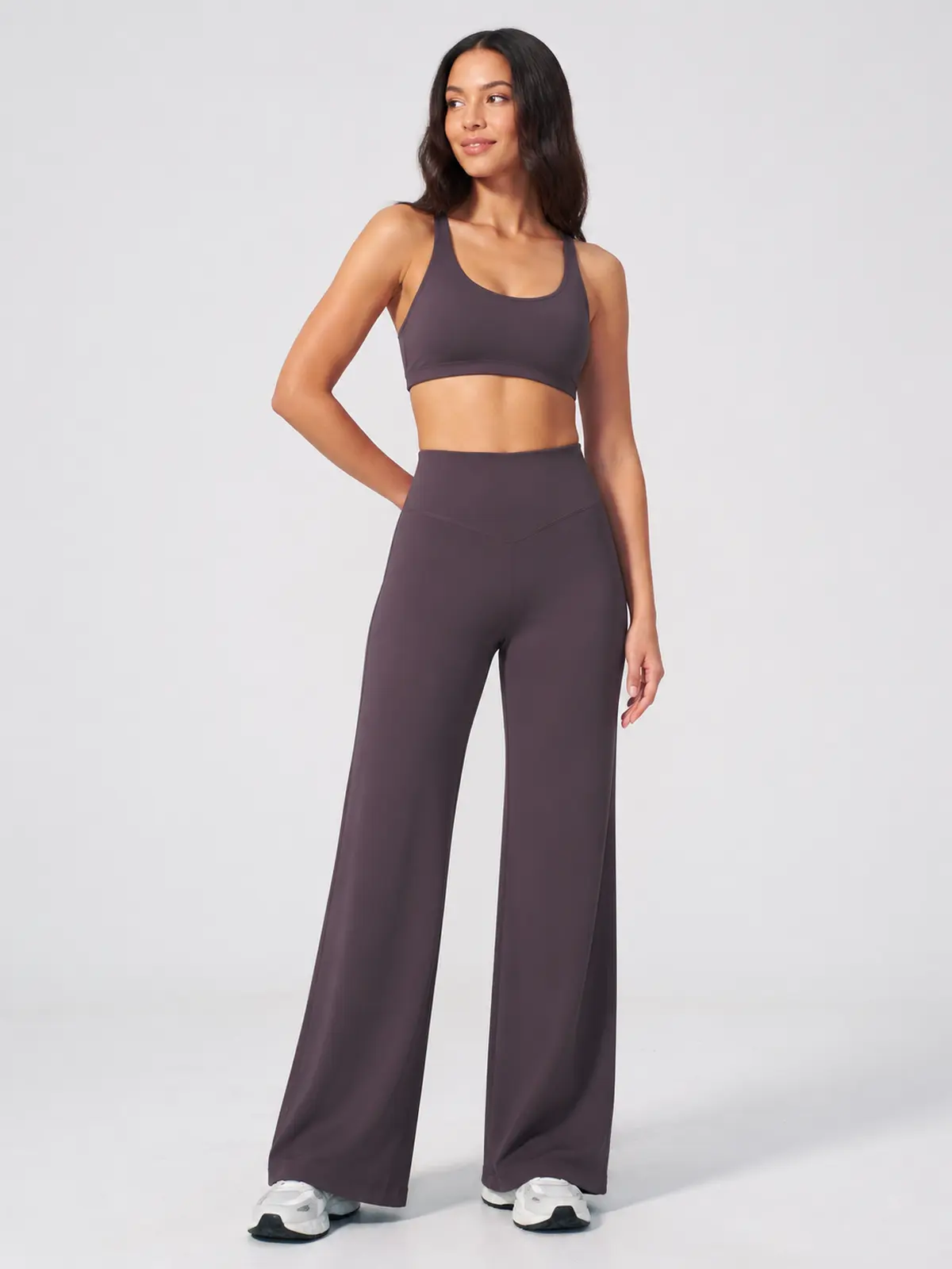 Asterine Passage High-Rise Flare Yoga Pants — eggplant purple — flare-leggings — authoritative variation match