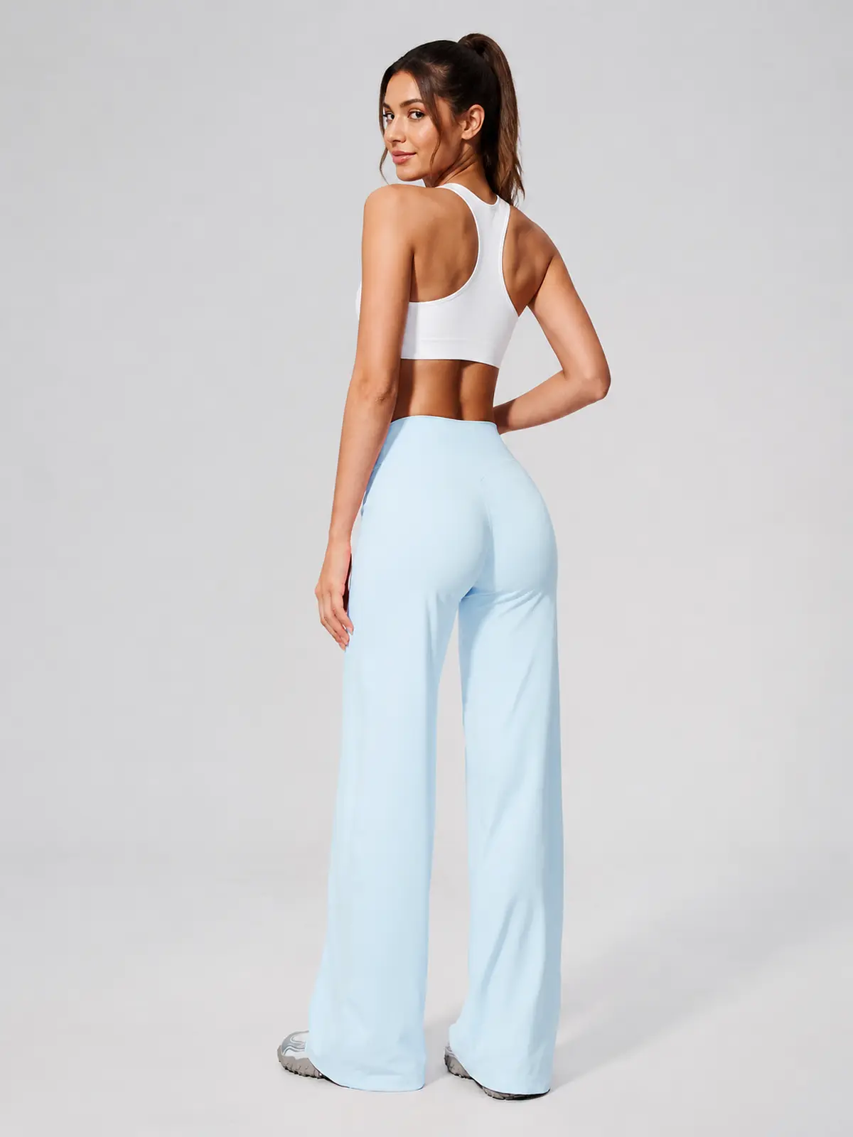 Asterine Passage High-Rise Flare Yoga Pants — light icy blue — flare-leggings — authoritative variation match