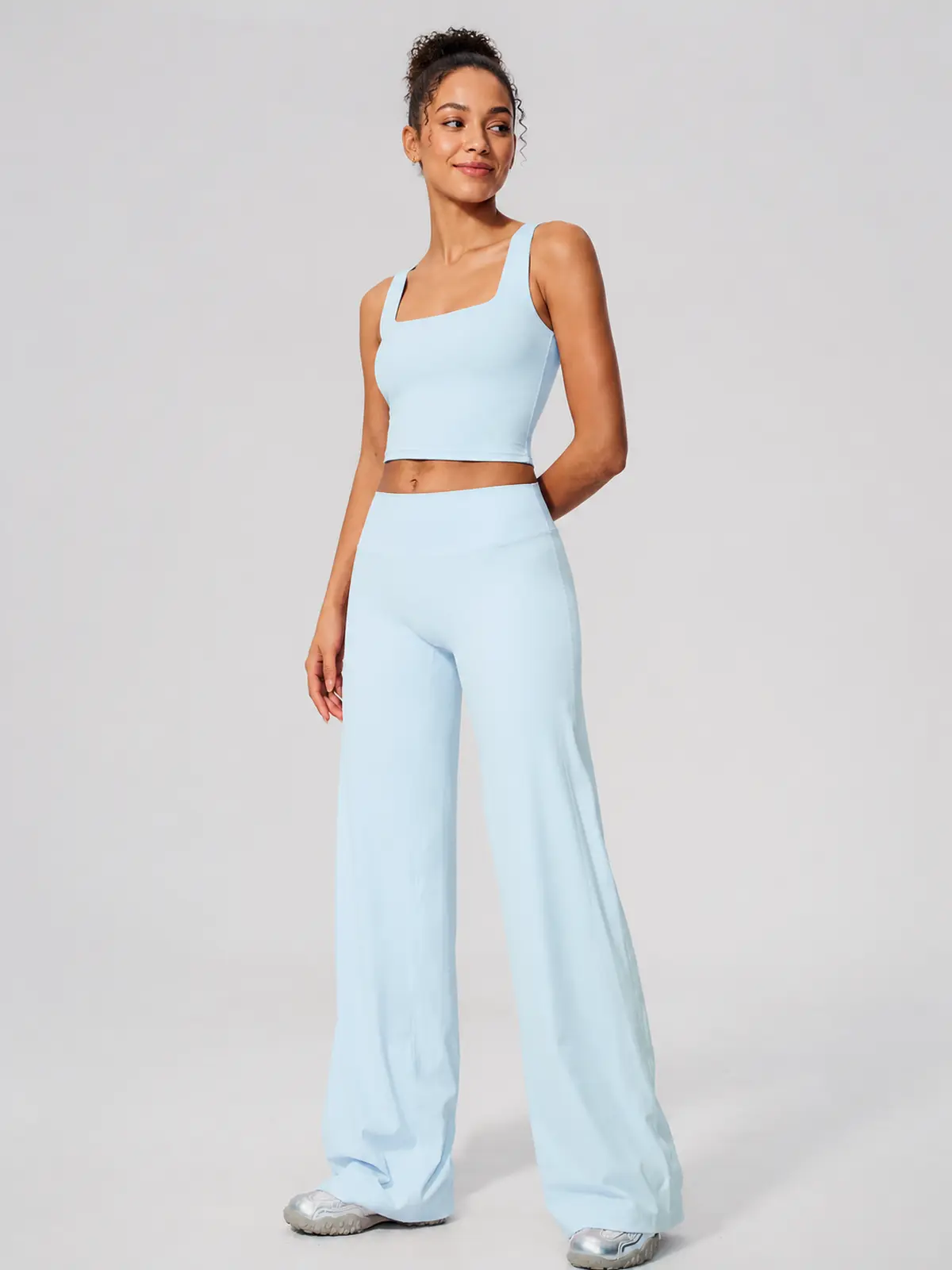 Asterine Passage High-Rise Flare Yoga Pants — light icy blue — flare-leggings — authoritative variation match