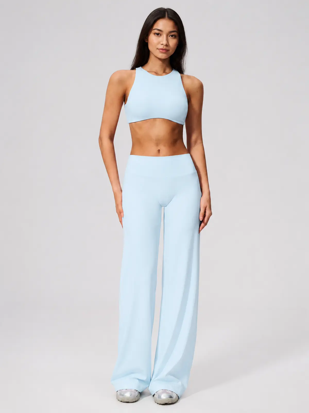 Asterine Passage High-Rise Flare Yoga Pants — light icy blue — flare-leggings — authoritative variation match