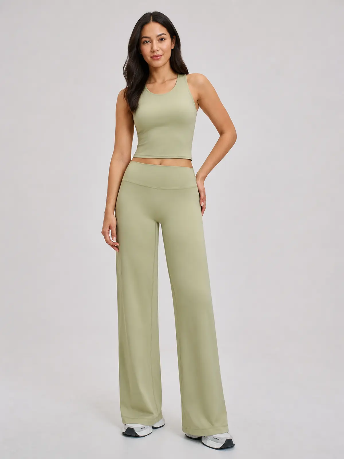 Asterine Passage High-Rise Flare Yoga Pants — moss green — flare-leggings — authoritative variation image