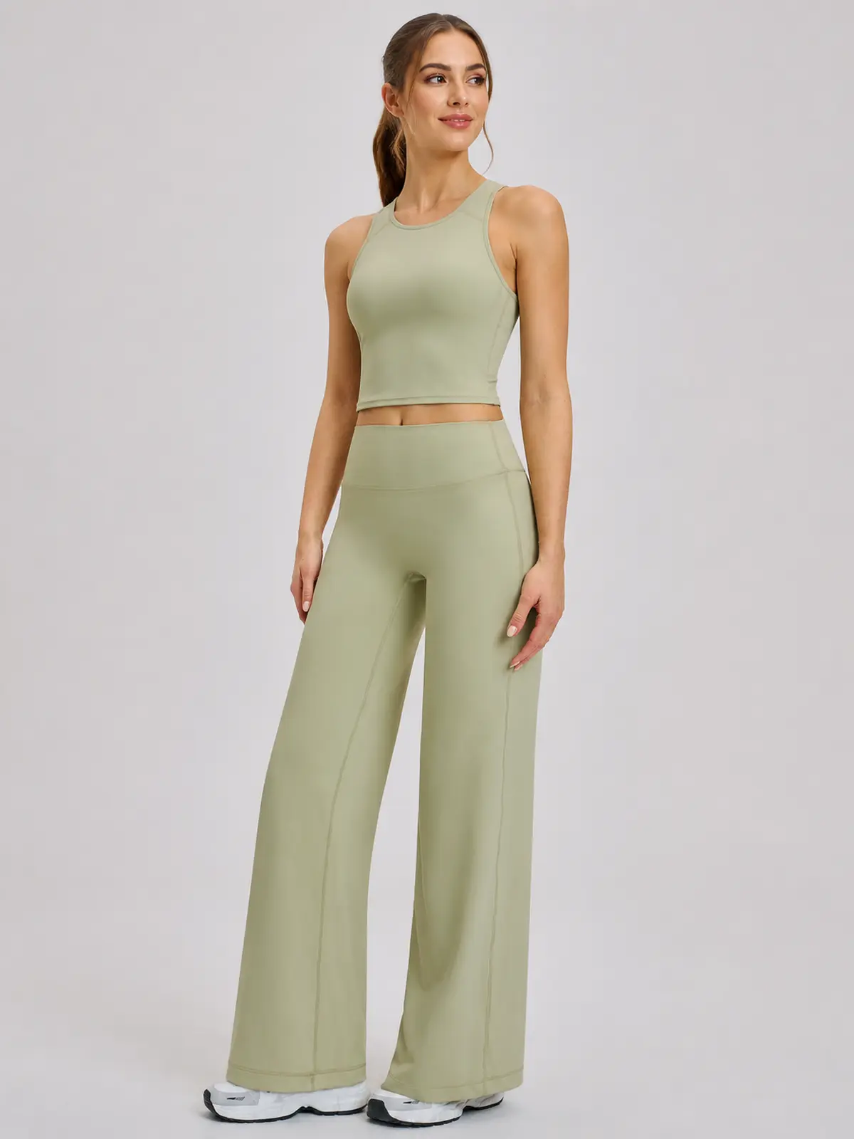 Asterine Passage High-Rise Flare Yoga Pants — moss green — authoritative variation match