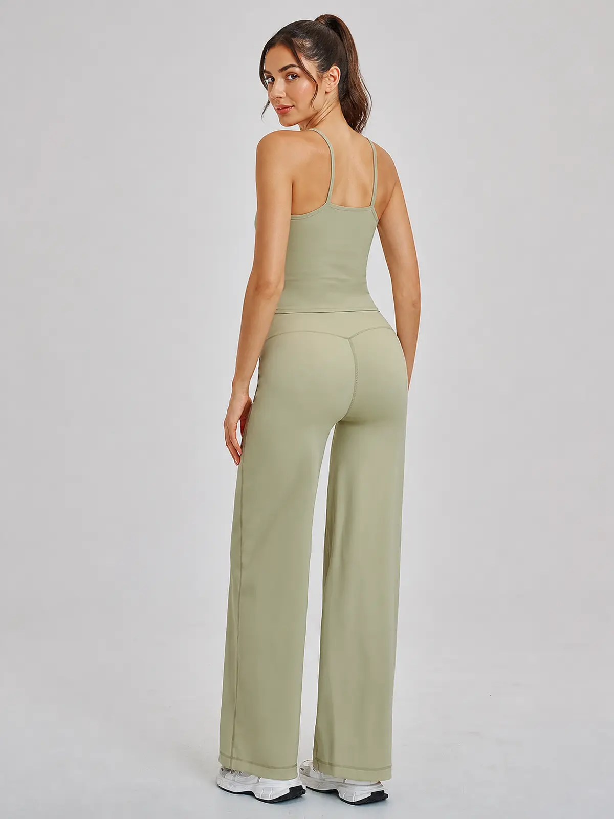 Asterine Passage High-Rise Flare Yoga Pants — moss green — authoritative variation match