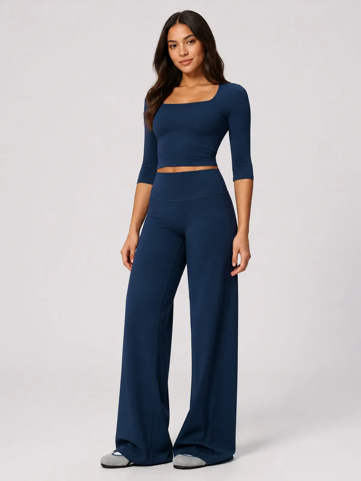 Asterine Passage High-Rise Flare Yoga Pants — navy blue — flare-leggings — authoritative variation match