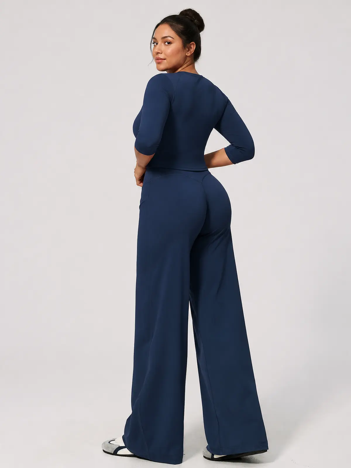 Asterine Passage High-Rise Flare Yoga Pants — navy blue — flare-leggings — authoritative variation match