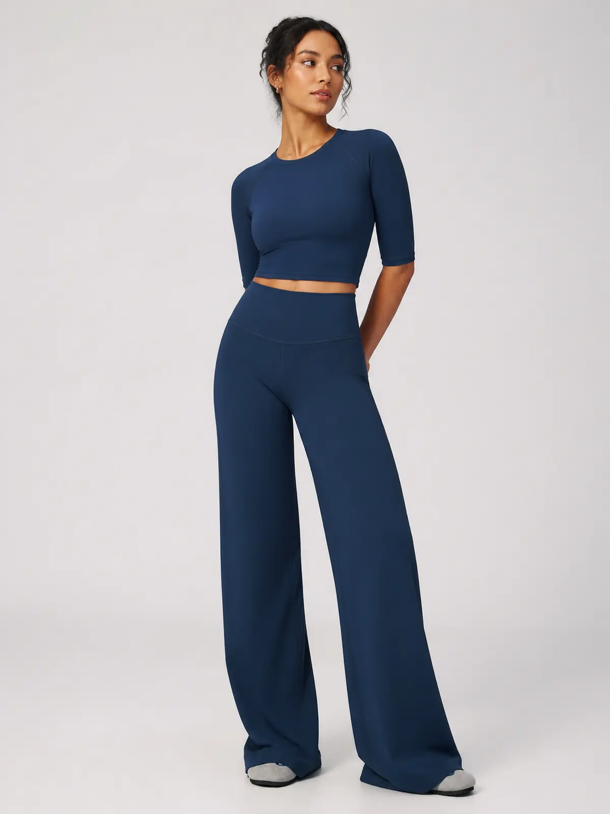 Asterine Passage High-Rise Flare Yoga Pants — navy blue — flare-leggings — authoritative variation match
