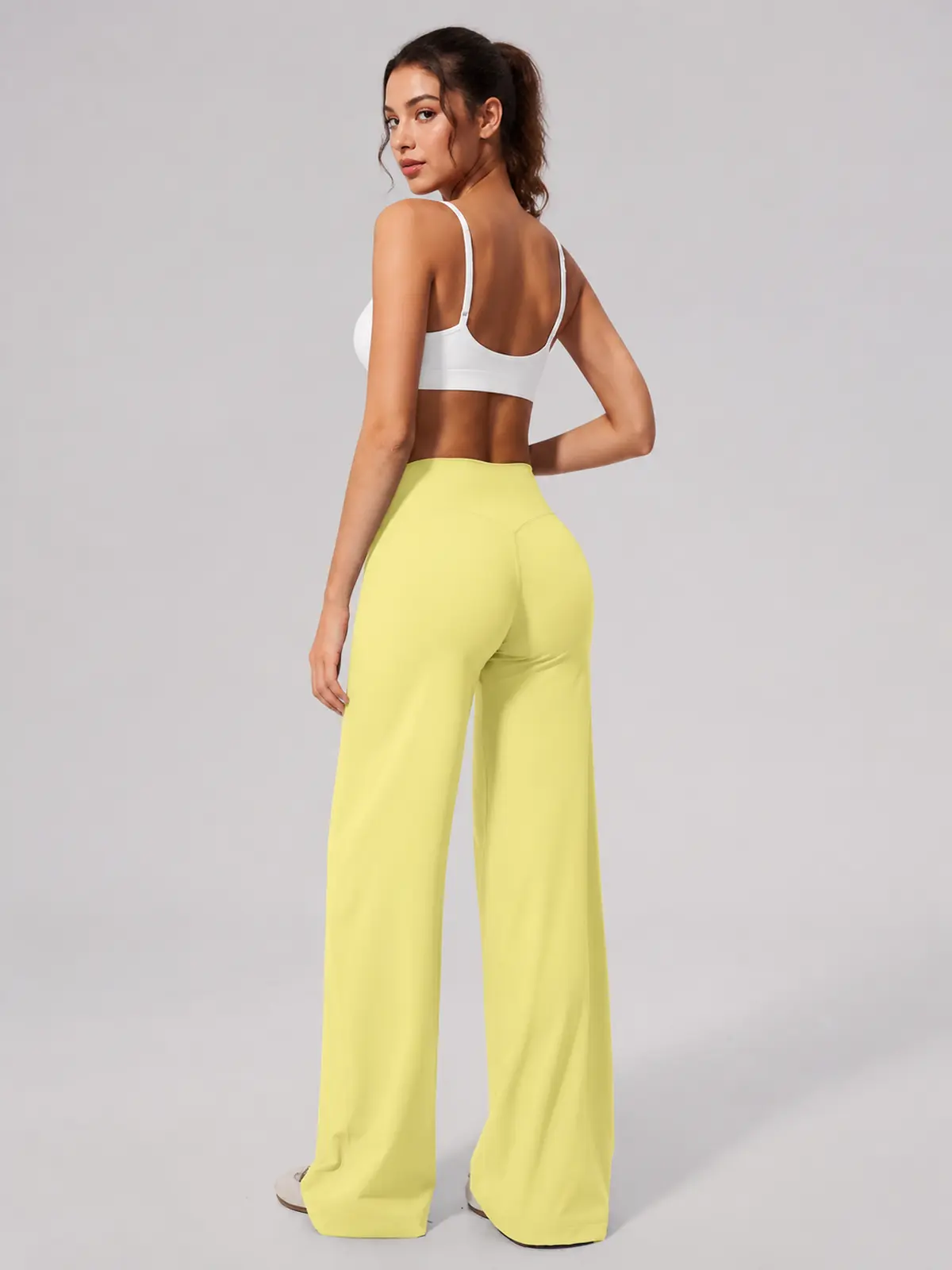 Asterine Passage High-Rise Flare Yoga Pants — pale yellow — flare-leggings — authoritative variation match