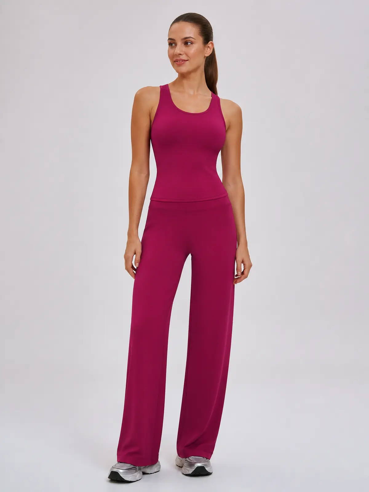 Asterine Passage High-Rise Flare Yoga Pants — raspberry red — flare-leggings — authoritative variation image