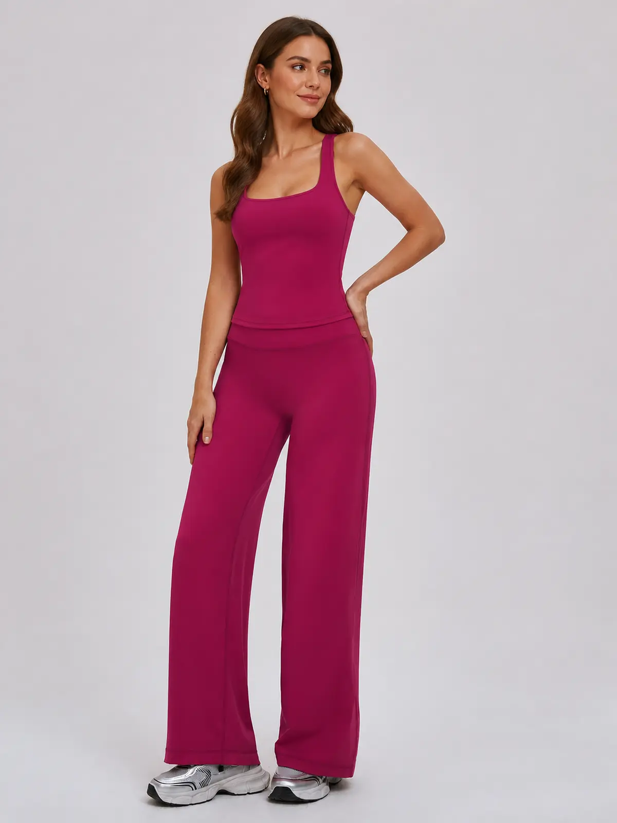 Asterine Passage High-Rise Flare Yoga Pants — raspberry red — authoritative variation match