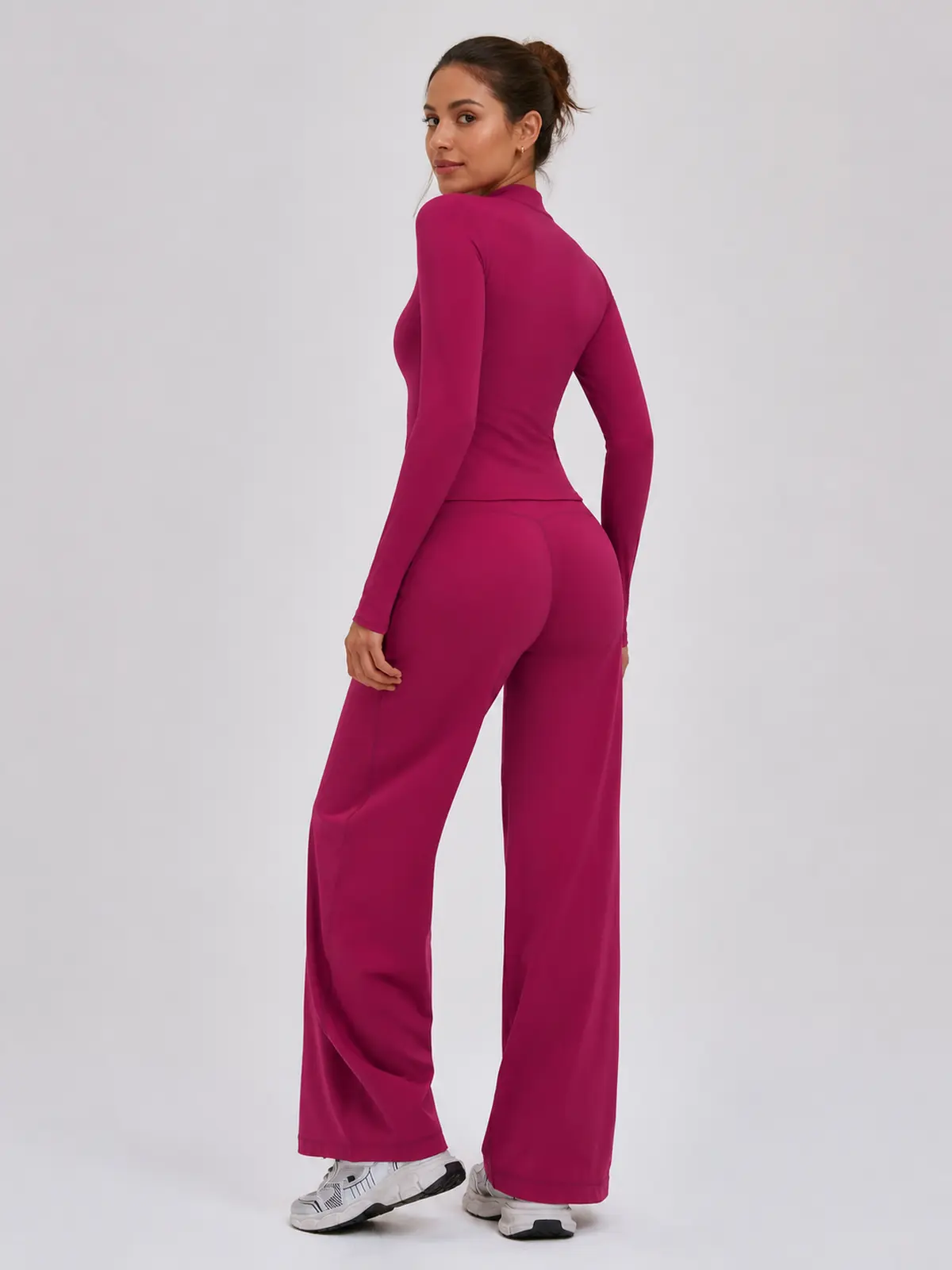 Asterine Passage High-Rise Flare Yoga Pants — raspberry red — authoritative variation match