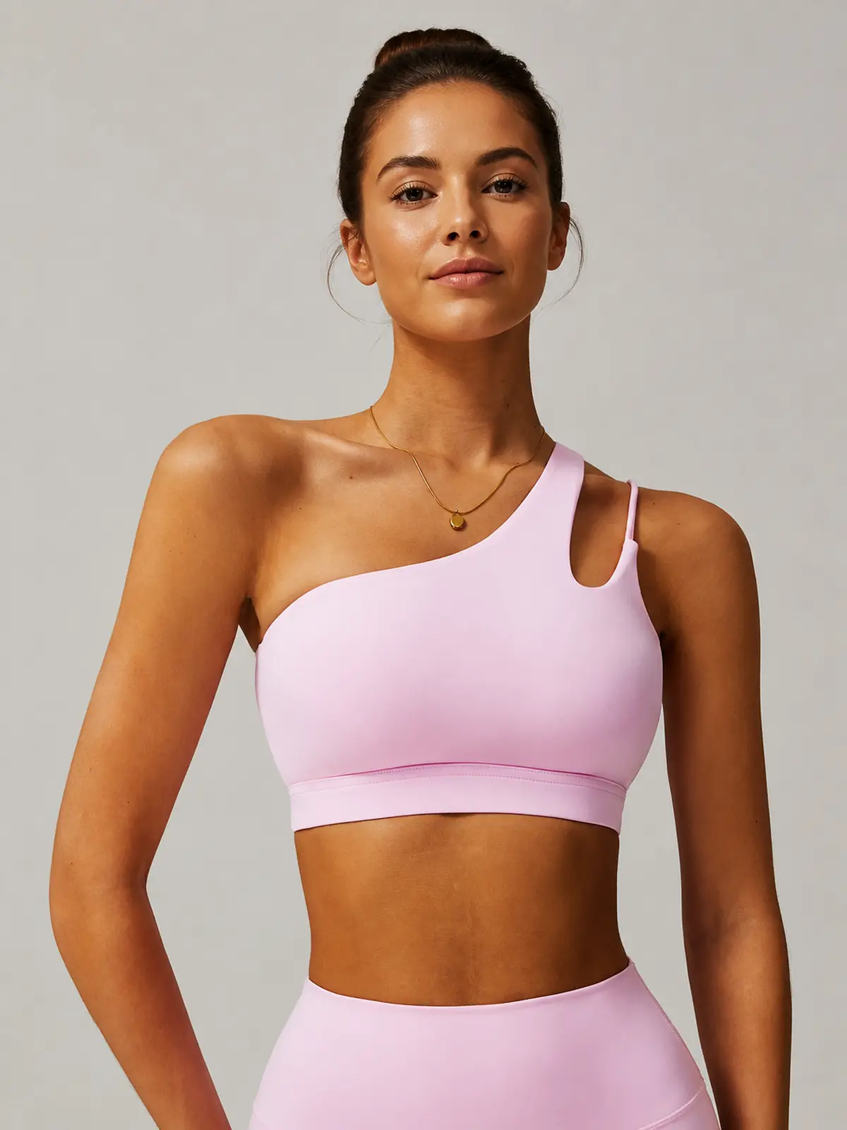 Asymmetry Edit One-Shoulder Cutout Sports Bra — light pink — sports-bra — authoritative variation image