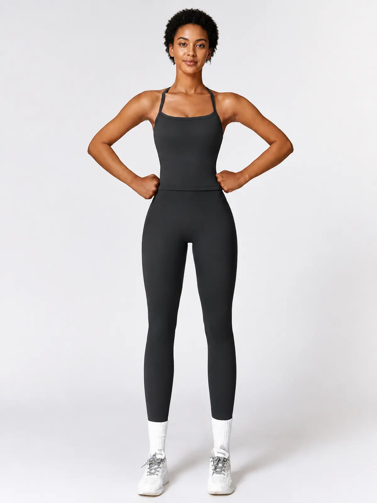 Aubade Field Halter Sports Bra and Full-Length Leggings Set — black — general — authoritative variation image