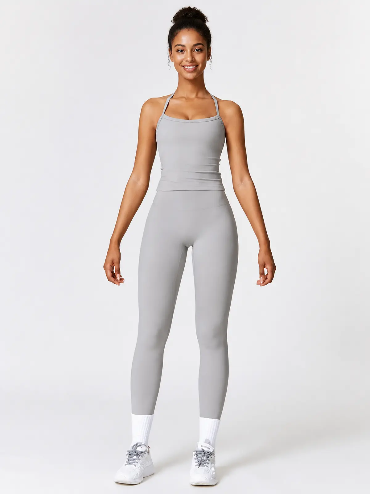 Aubade Field Halter Sports Bra and Full-Length Leggings Set — light grey — general — authoritative variation image