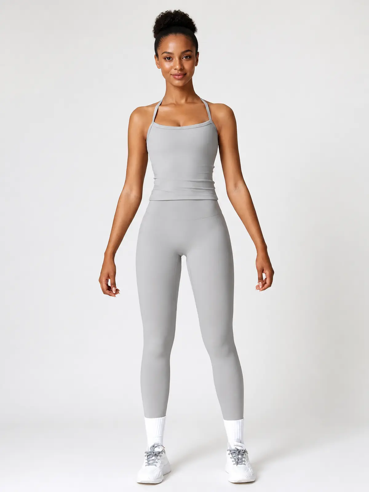 Aubade Field Halter Sports Bra and Full-Length Leggings Set — light grey — general — authoritative variation match