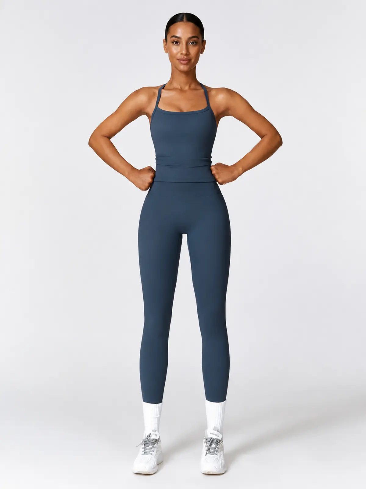 Aubade Field Halter Sports Bra and Full-Length Leggings Set — navy blue — general — authoritative variation image
