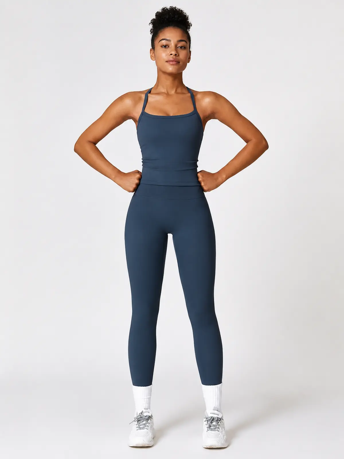 Aubade Field Halter Sports Bra and Full-Length Leggings Set — navy blue — general — authoritative variation match