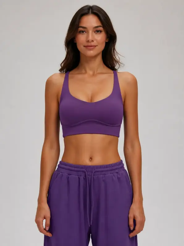 Auburn Current Scoop-Neck Longline Sports Bra — purple — general — authoritative variation match