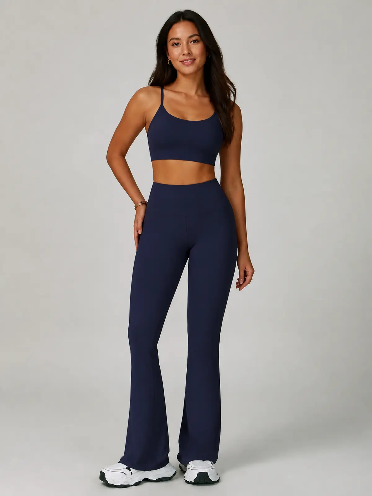 Boreal Sweep High-Rise Flare Leggings — dark navy blue — flare-leggings — authoritative variation match
