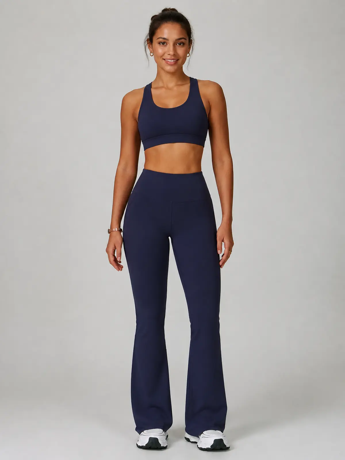Boreal Sweep High-Rise Flare Leggings — dark navy blue — flare-leggings — authoritative variation match