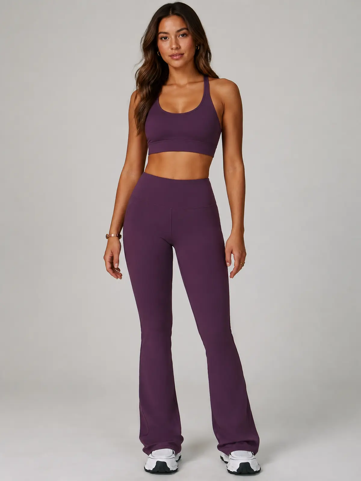Boreal Sweep High-Rise Flare Leggings — dark purple — flare-leggings — authoritative variation match