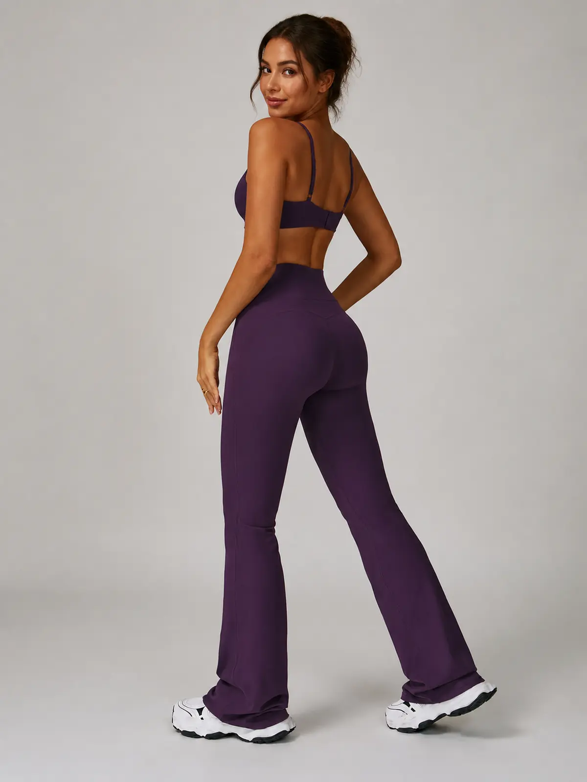 Boreal Sweep High-Rise Flare Leggings — dark purple — flare-leggings — authoritative variation match