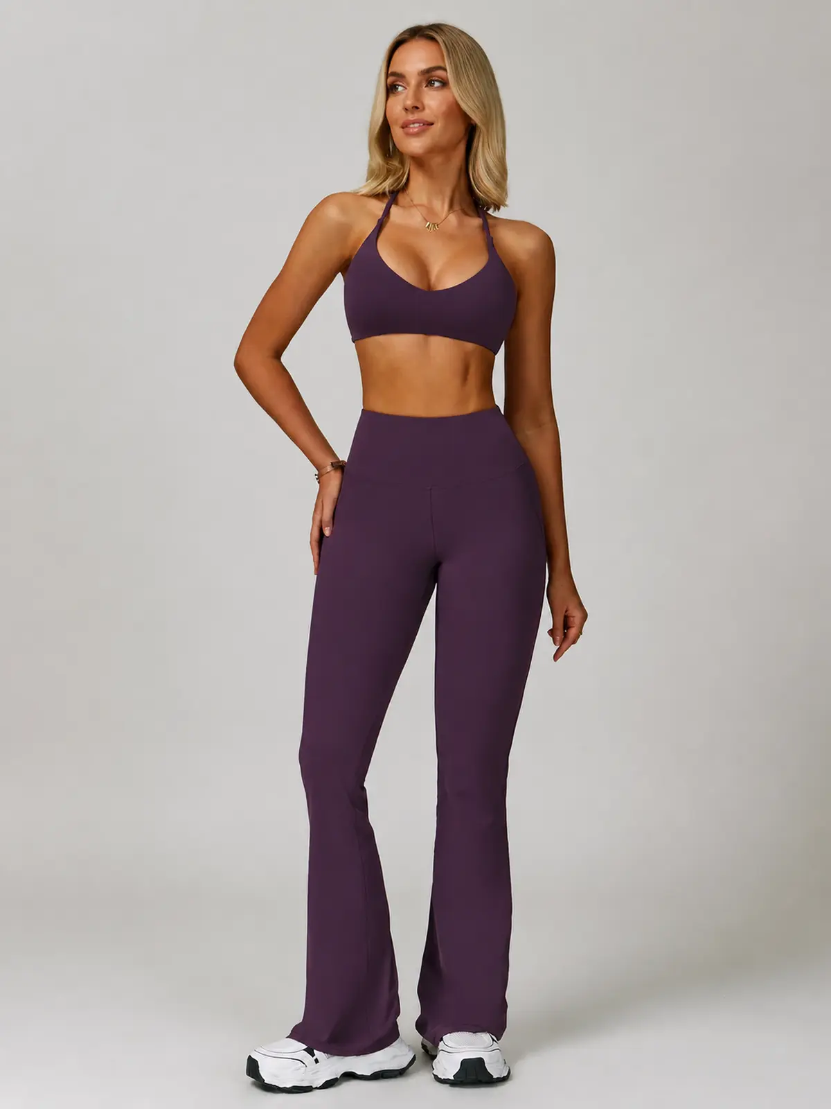 Boreal Sweep High-Rise Flare Leggings — dark purple — general — authoritative variation match