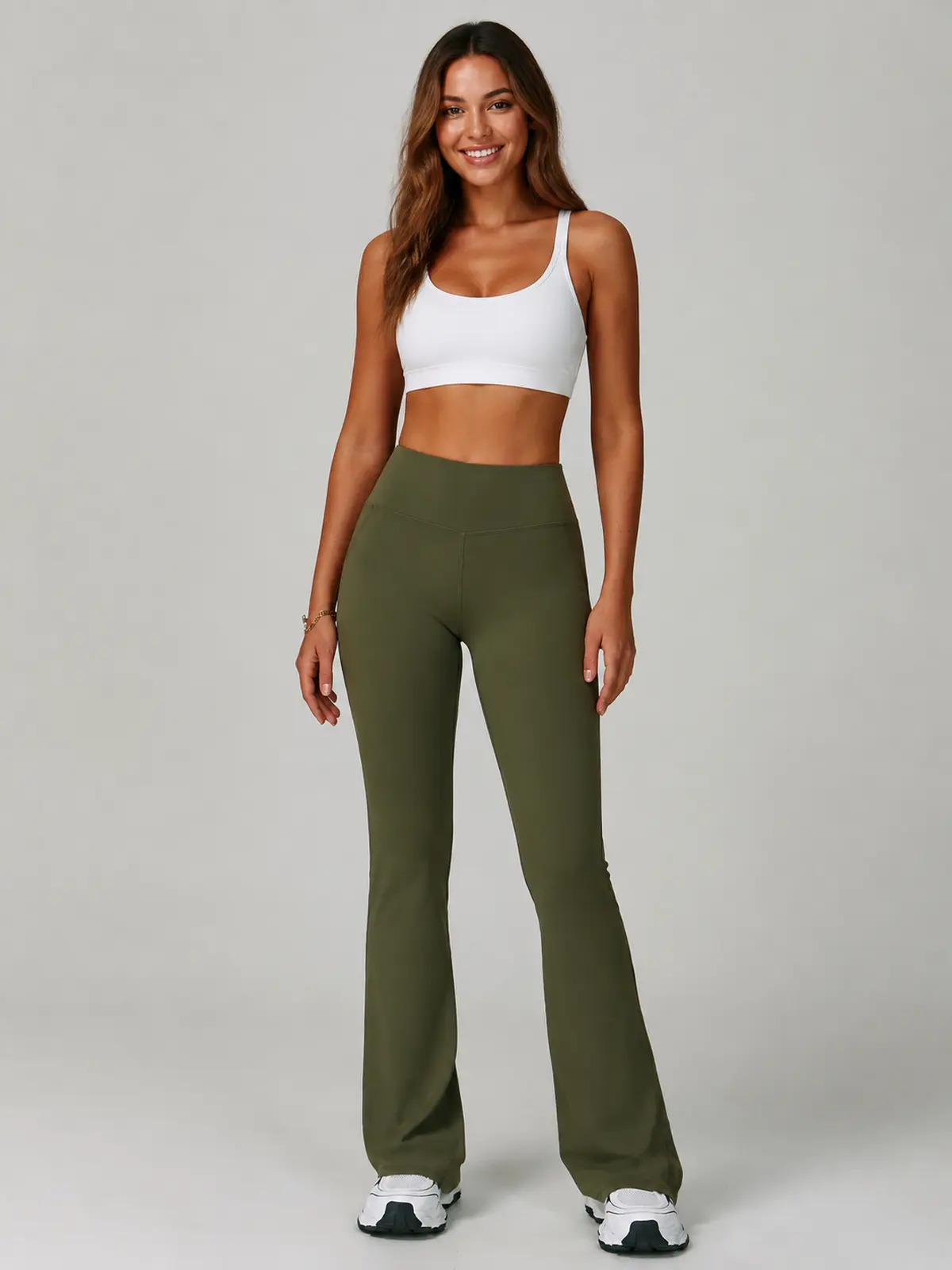 Boreal Sweep High-Rise Flare Leggings — olive green — flare-leggings — authoritative variation image