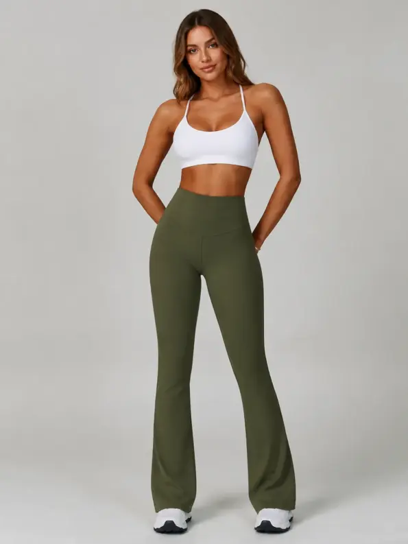 Boreal Sweep High-Rise Flare Leggings — olive green — flare-leggings — authoritative variation match