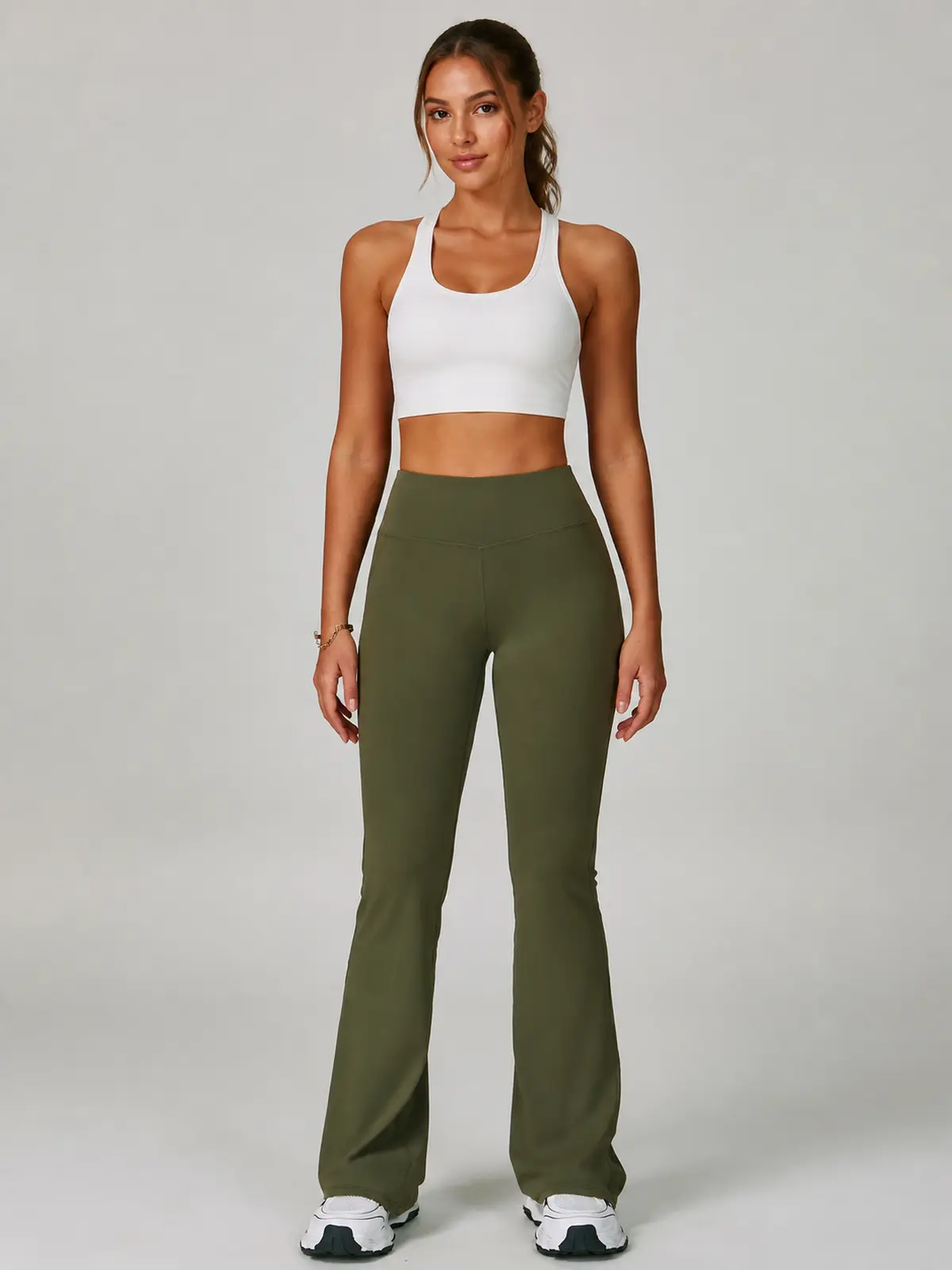 Boreal Sweep High-Rise Flare Leggings — olive green — flare-leggings — authoritative variation match