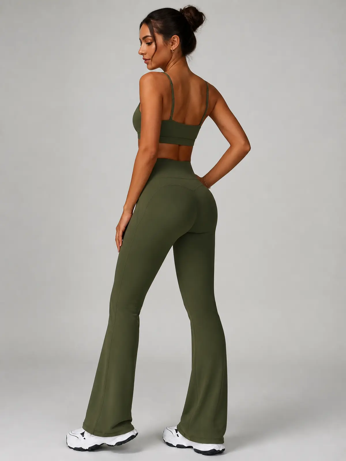 Boreal Sweep High-Rise Flare Leggings — olive green — general — authoritative variation match