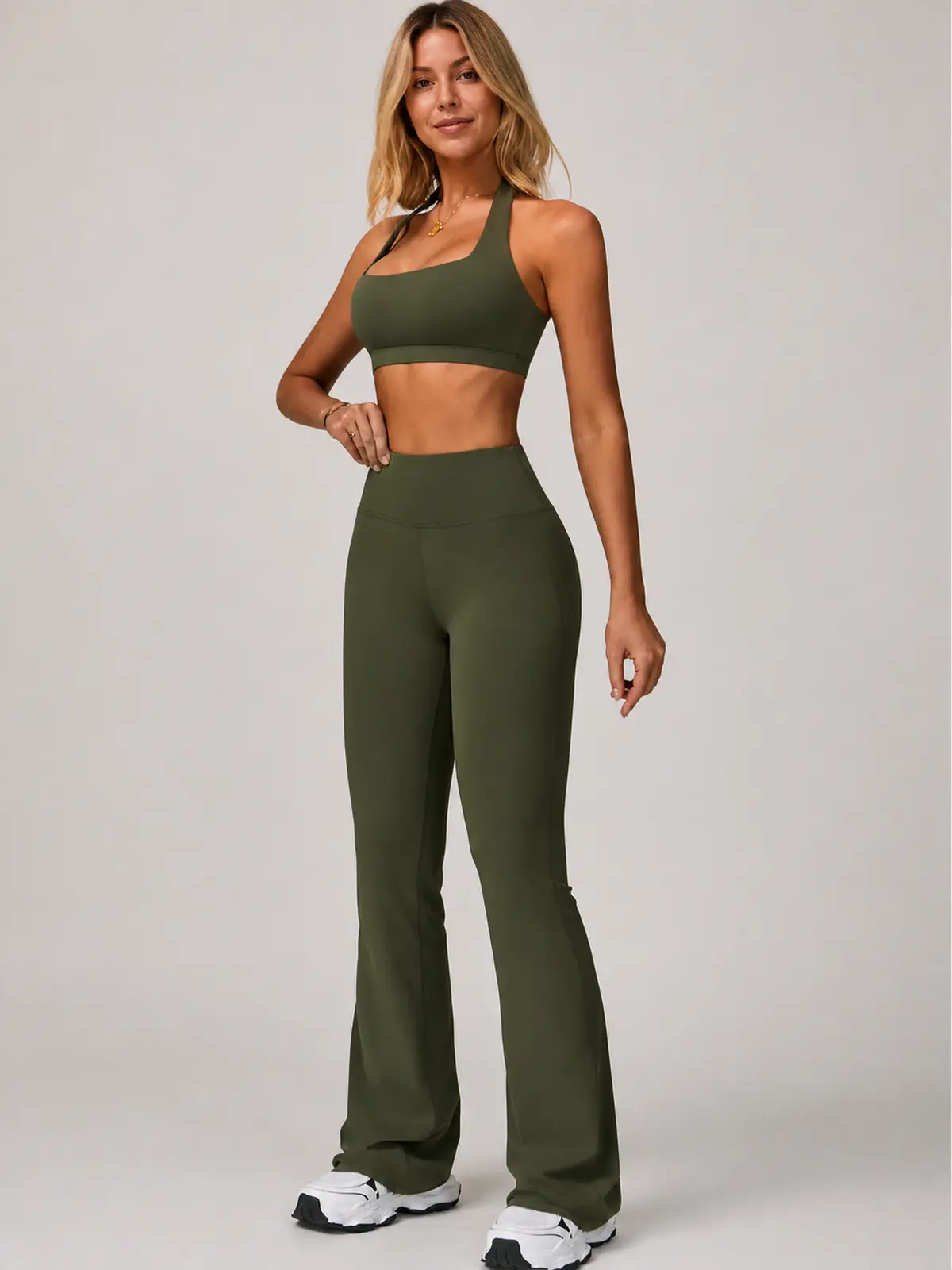 Boreal Sweep High-Rise Flare Leggings — olive green — general — authoritative variation match
