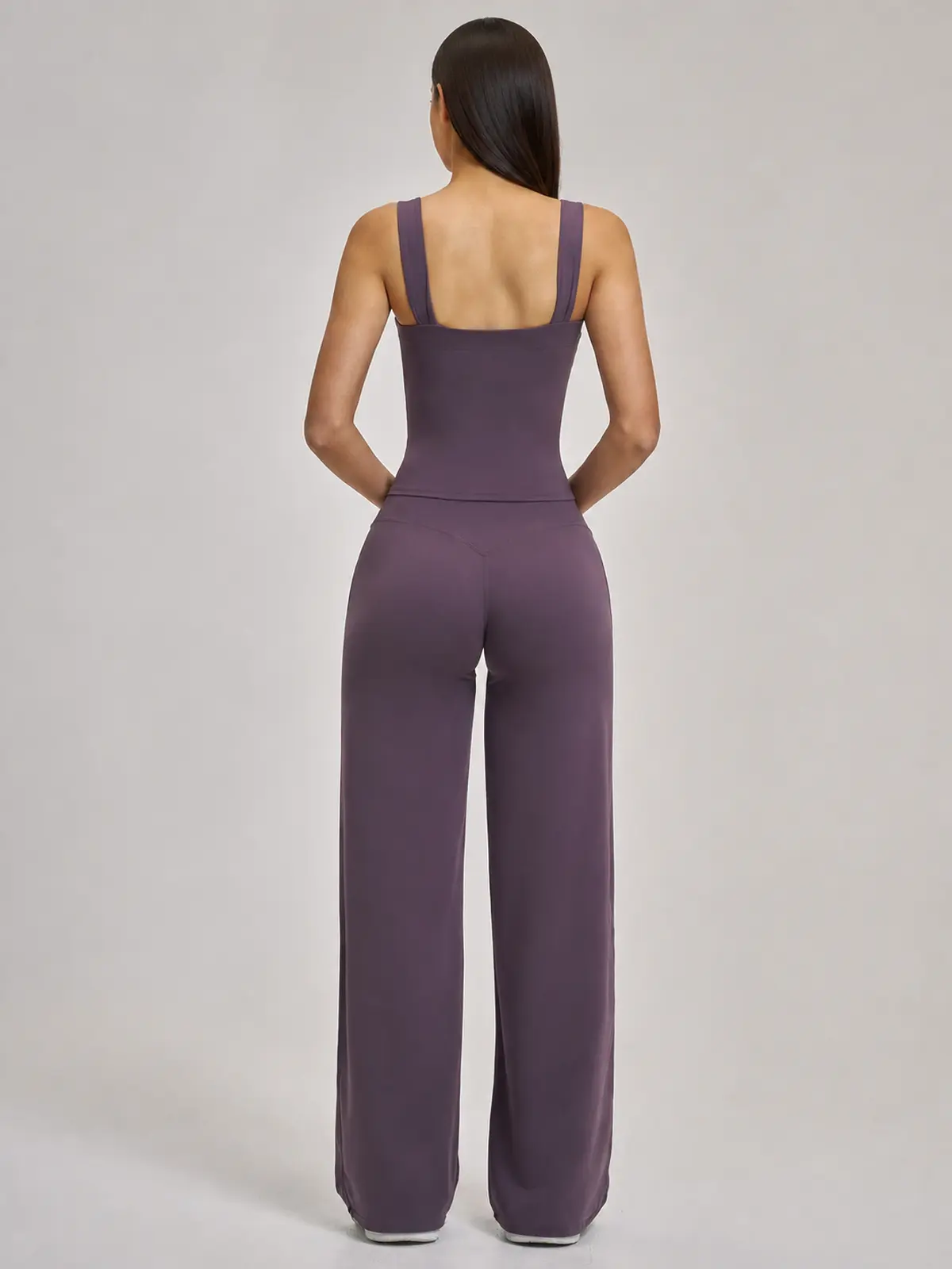 Briar Canvas Square-Neck Tank Top and Wide-Leg Pants Set — muted dark purple — general — authoritative variation match