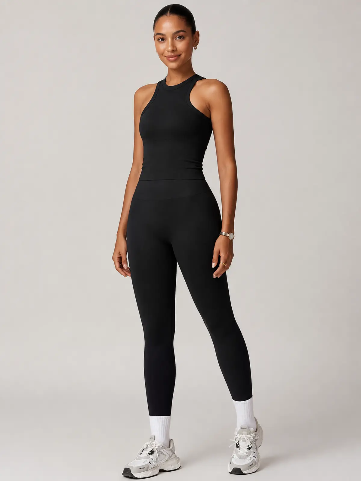 Briar Tempo High-Neck Tank Top and Leggings Set — black — general — authoritative variation match