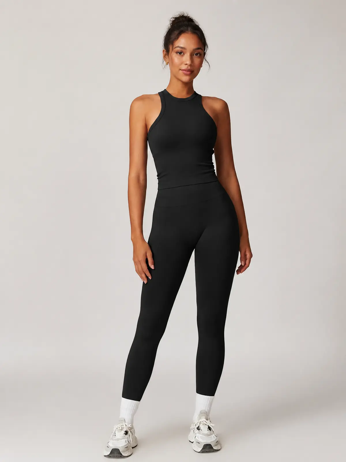 Briar Tempo High-Neck Tank Top and Leggings Set — black — general — authoritative variation match