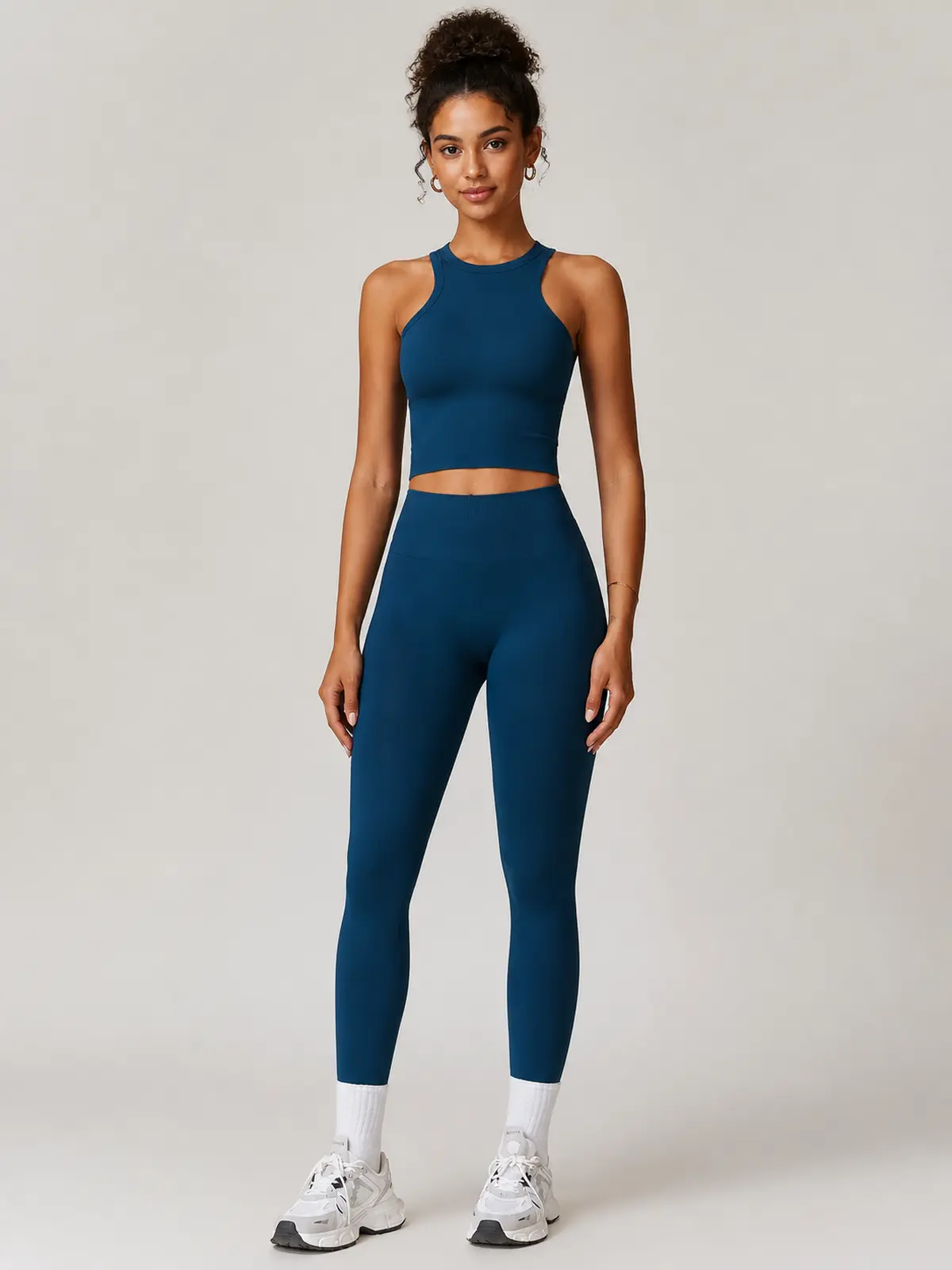 Briar Tempo High-Neck Tank Top and Leggings Set — dark teal blue — general — authoritative variation image