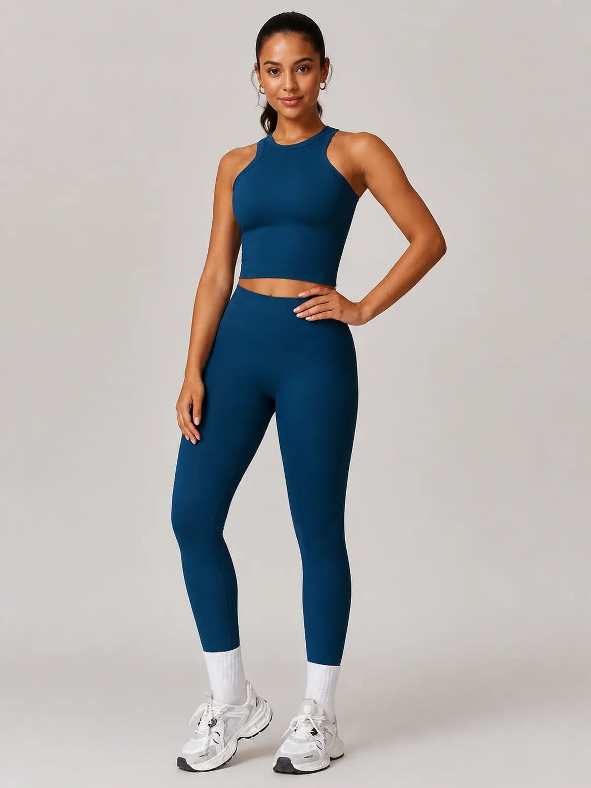 Briar Tempo High-Neck Tank Top and Leggings Set — dark teal blue — general — authoritative variation match