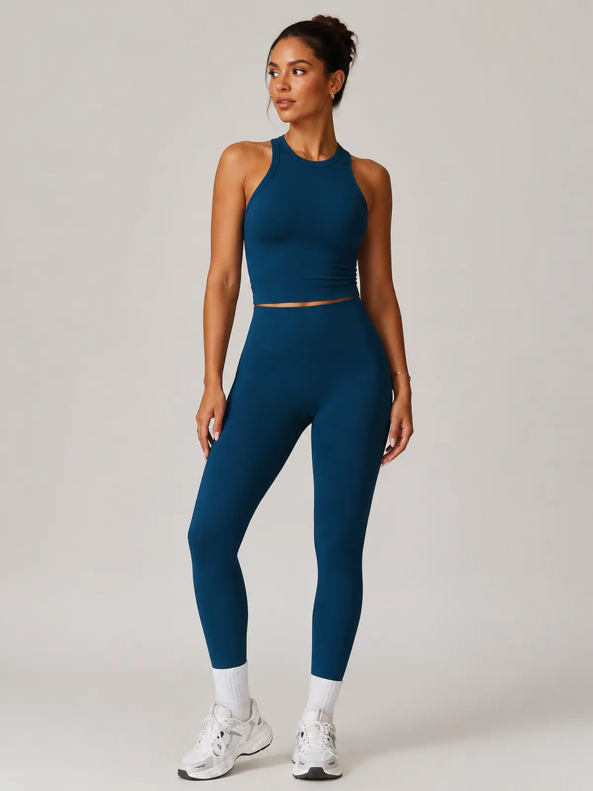 Briar Tempo High-Neck Tank Top and Leggings Set — dark teal blue — general — authoritative variation match