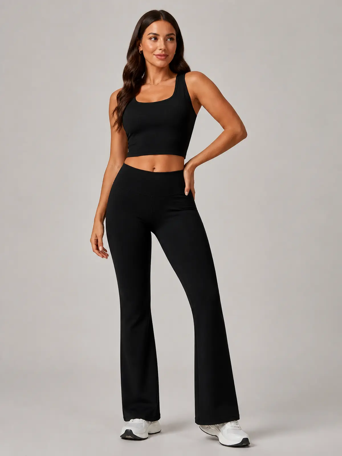 Canyon Rhythm High-Rise Full-Length Flare Leggings — black — flare-leggings — authoritative variation match