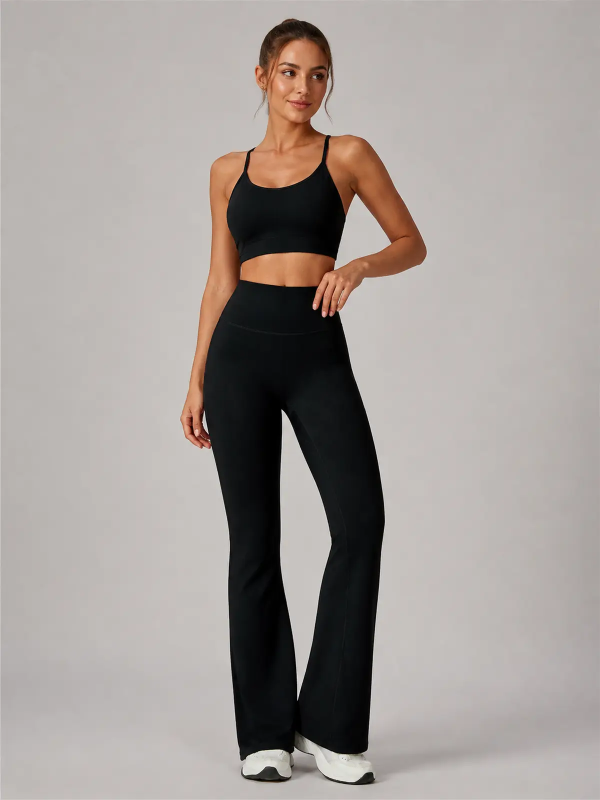 Canyon Rhythm High-Rise Full-Length Flare Leggings — black — flare-leggings — authoritative variation match