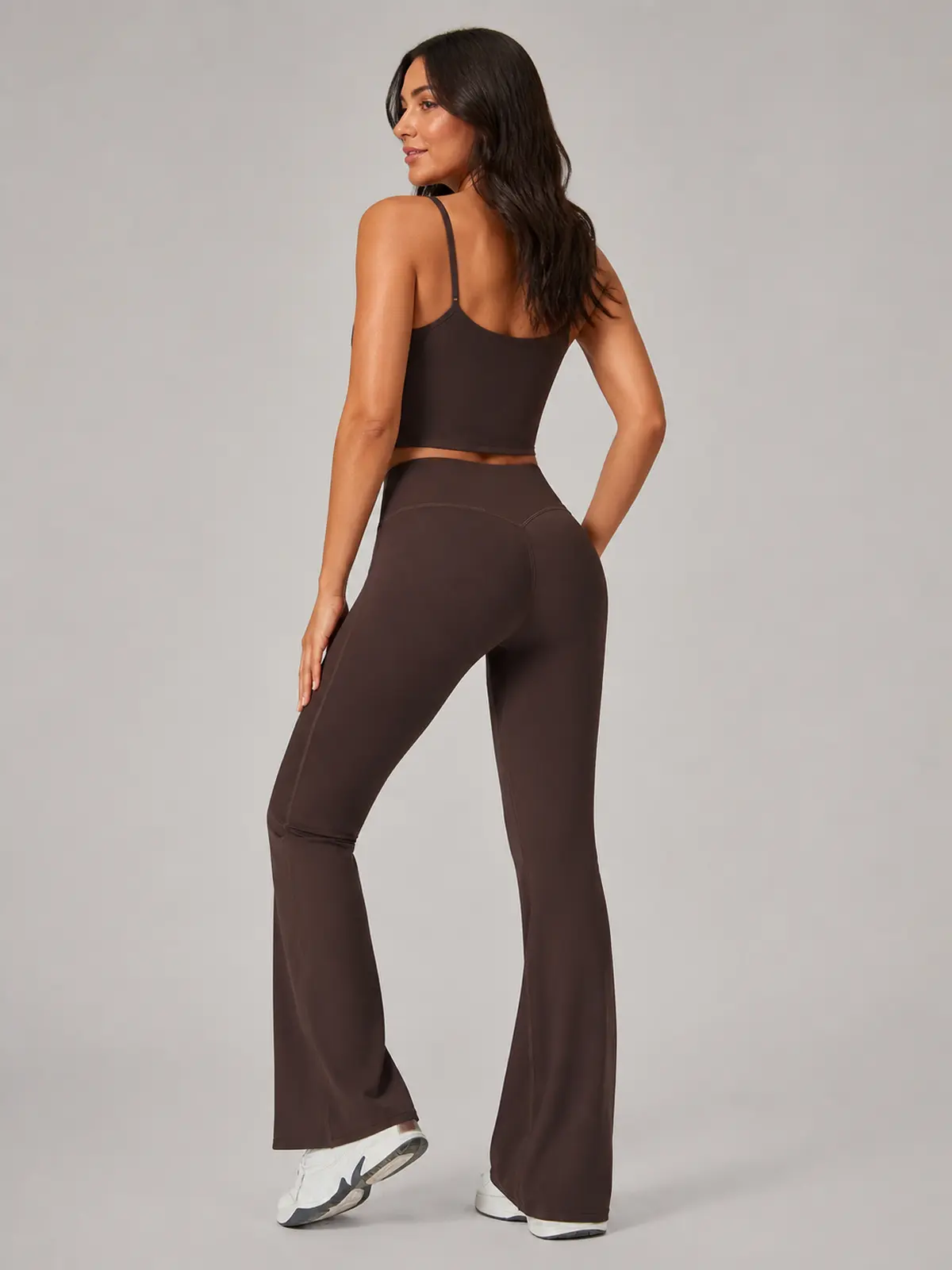 Canyon Rhythm High-Rise Full-Length Flare Leggings — dark brown — flare-leggings — authoritative variation match