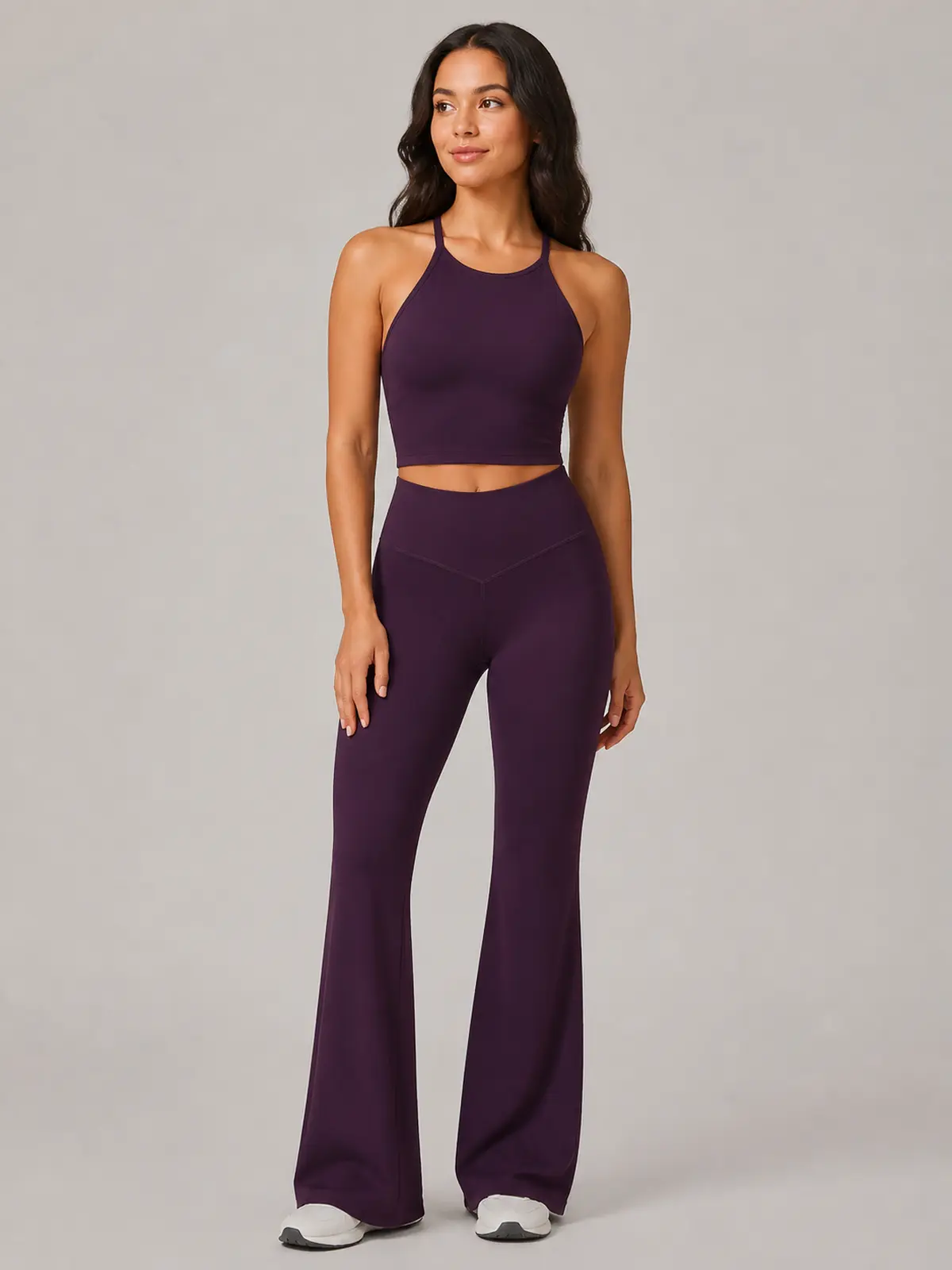 Canyon Rhythm High-Rise Full-Length Flare Leggings — deep blackberry purple — flare-leggings — authoritative variation image