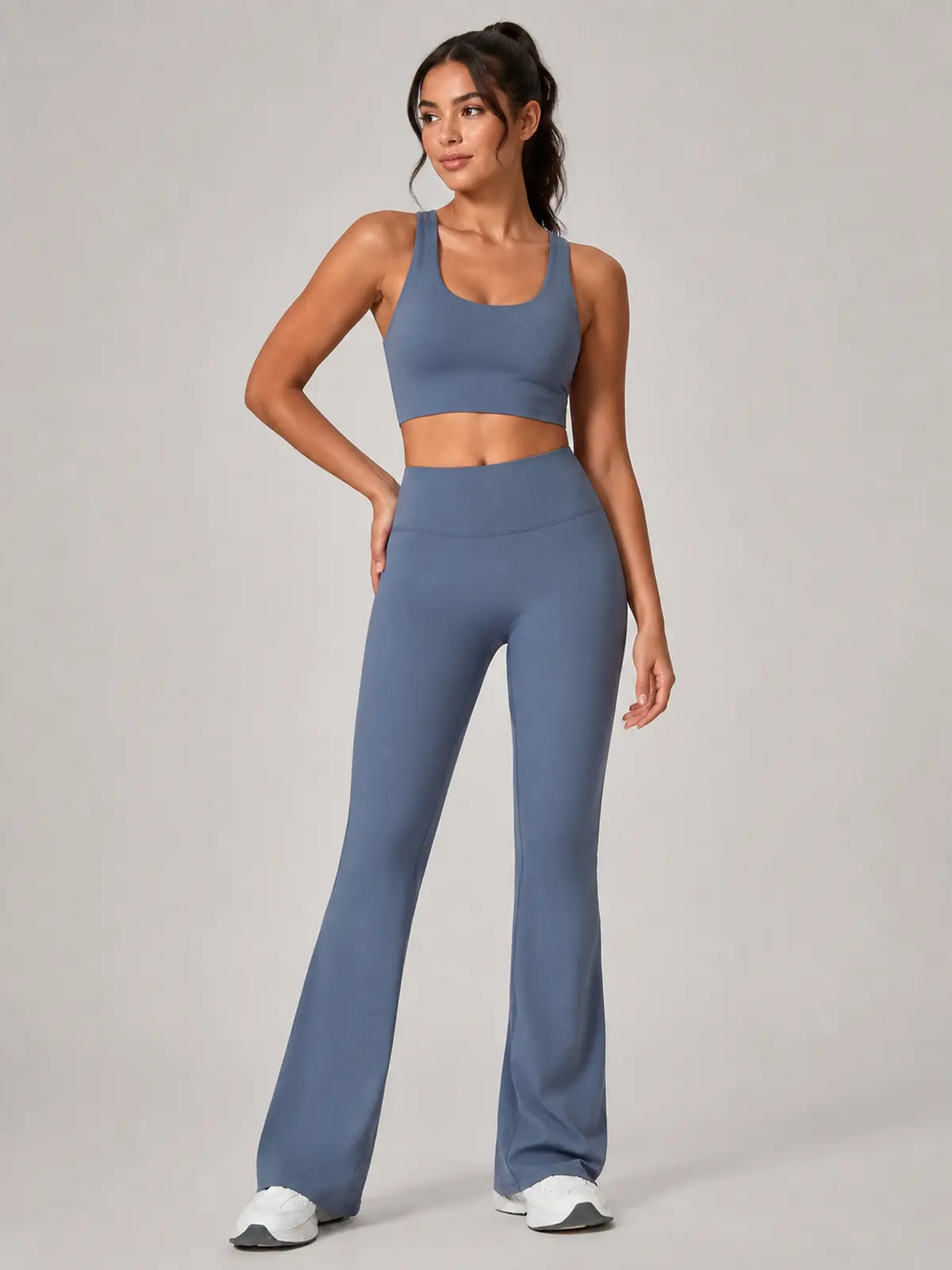 Canyon Rhythm High-Rise Full-Length Flare Leggings — gray-blue — flare-leggings — authoritative variation match
